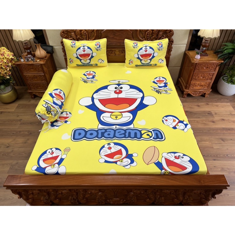 Drap Thun Lạnh 5D Cao Cấp mẫu Doremon