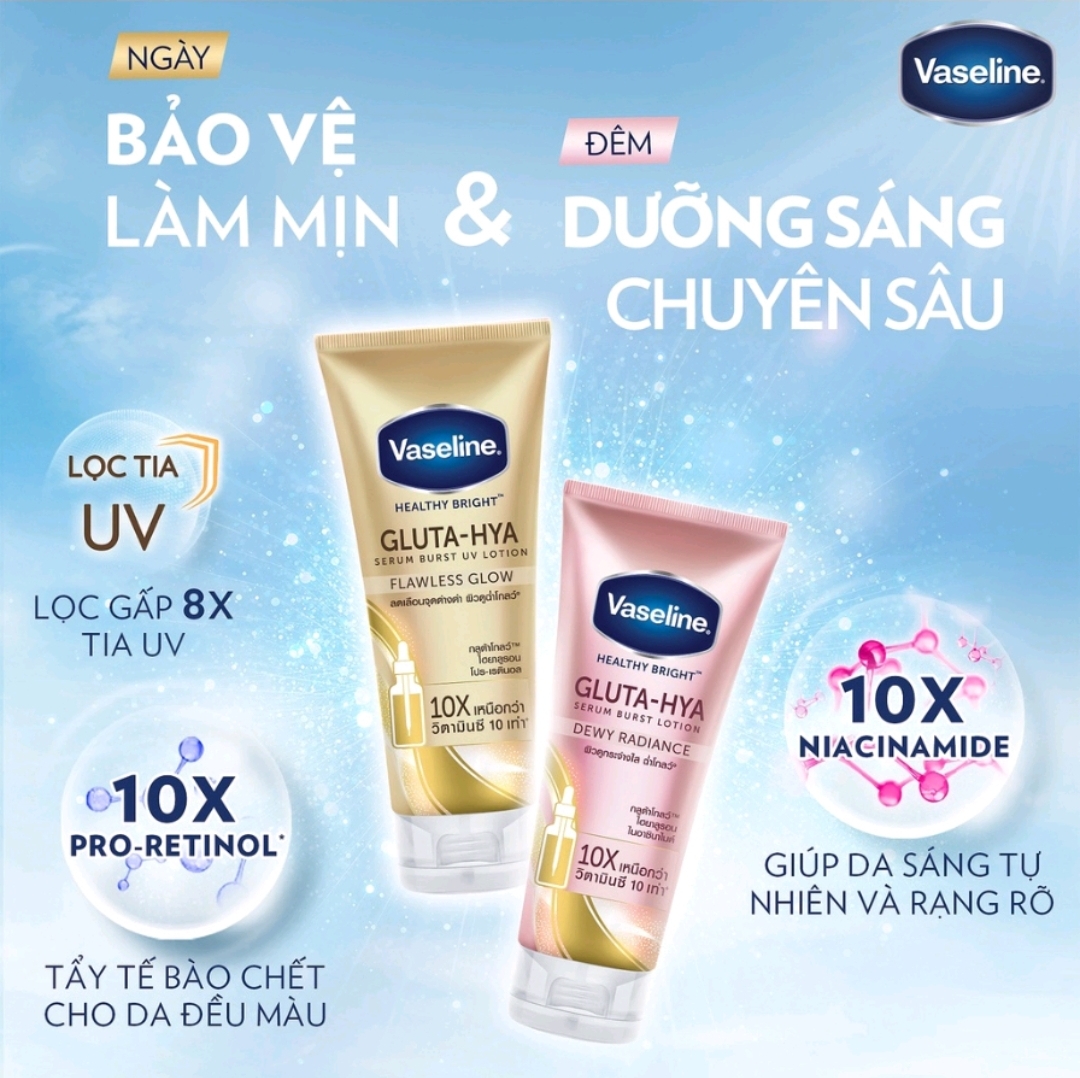Sữa Dưỡng Thể Vaseline Healthy Bright Gluta HYA Serum 10X
