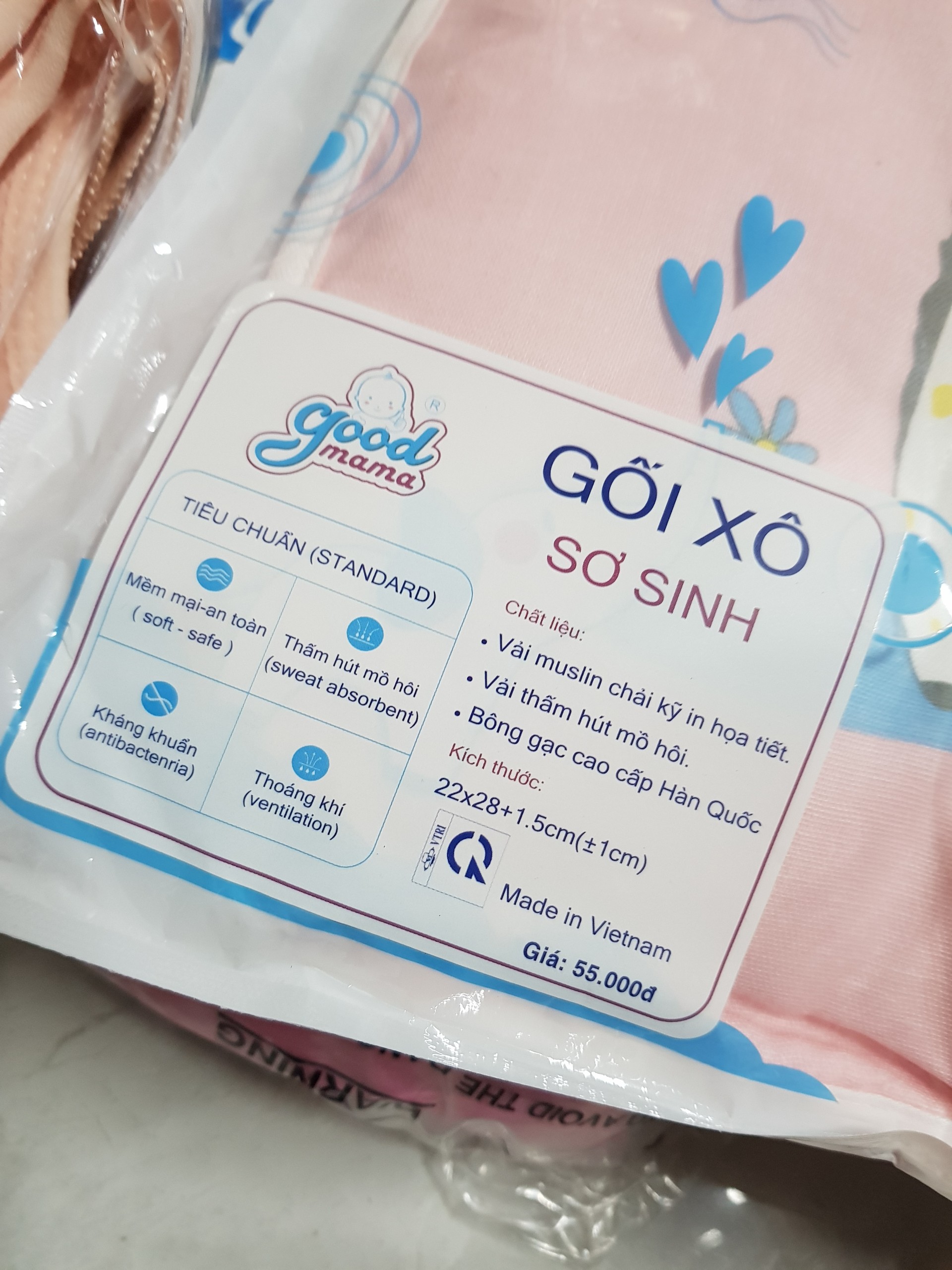 Gối xô sơ sinh siêu mềm mại goodmama cho bé