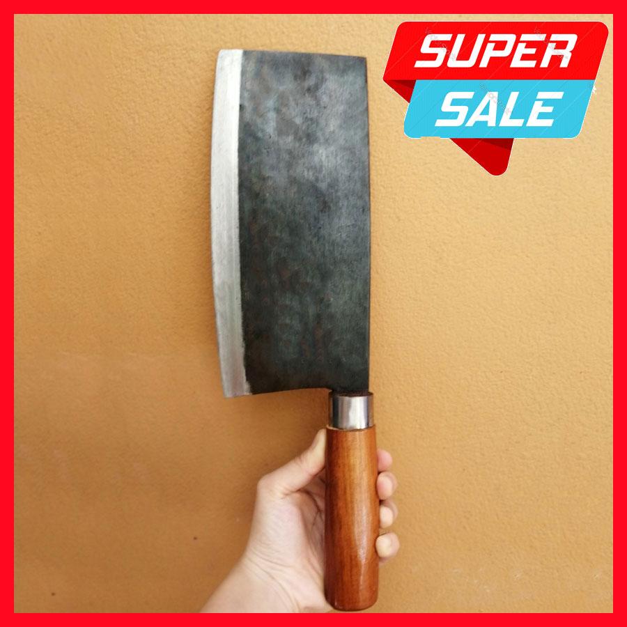 {SIÊU SALE} Dao Rèn Thủ Công, Dao Chặt Gà Vịt Dáng Nhật Làm Bằng Nhíp Ô Tô, Cán Gỗ Lim Cao Cấp, Dao An Tiêm Thái Bình