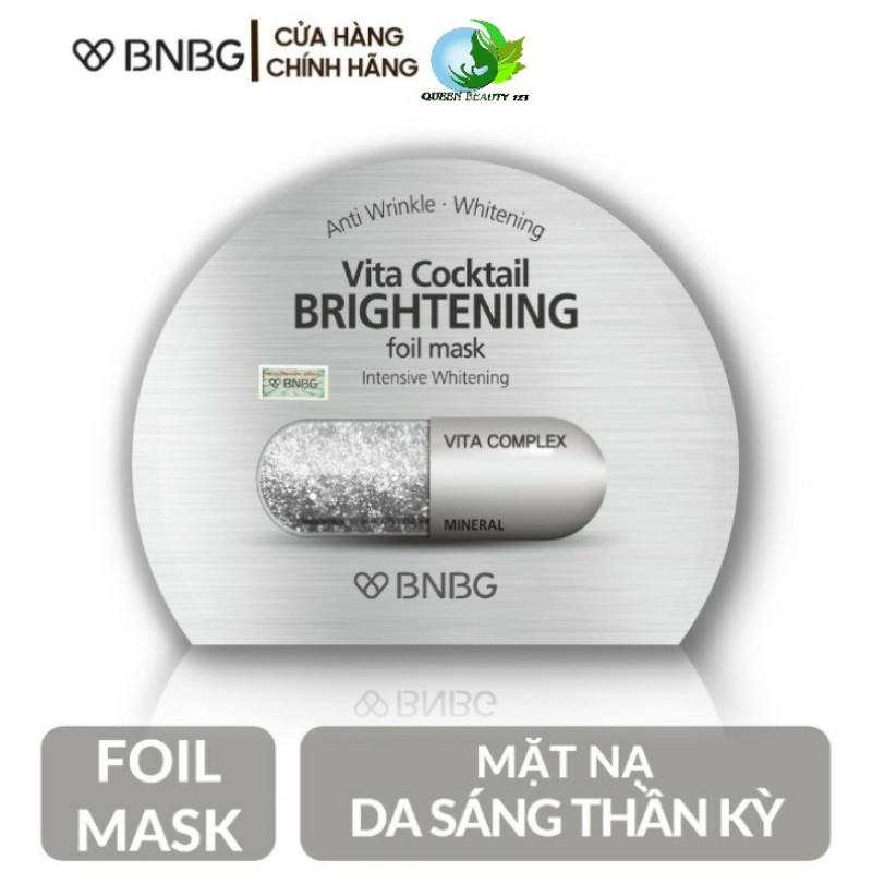 Mặt nạ dưỡng sáng da, mờ thâm BNBG Vita Cocktail Brightening Foil Mask Brightening - màu bạc cao cấp
