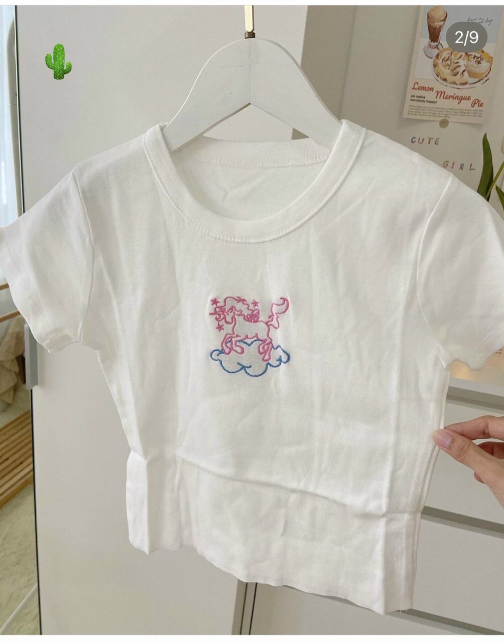 Áo thun ngắn cổ tròn ngắn tay kèm thêu hình cute ttpk0461