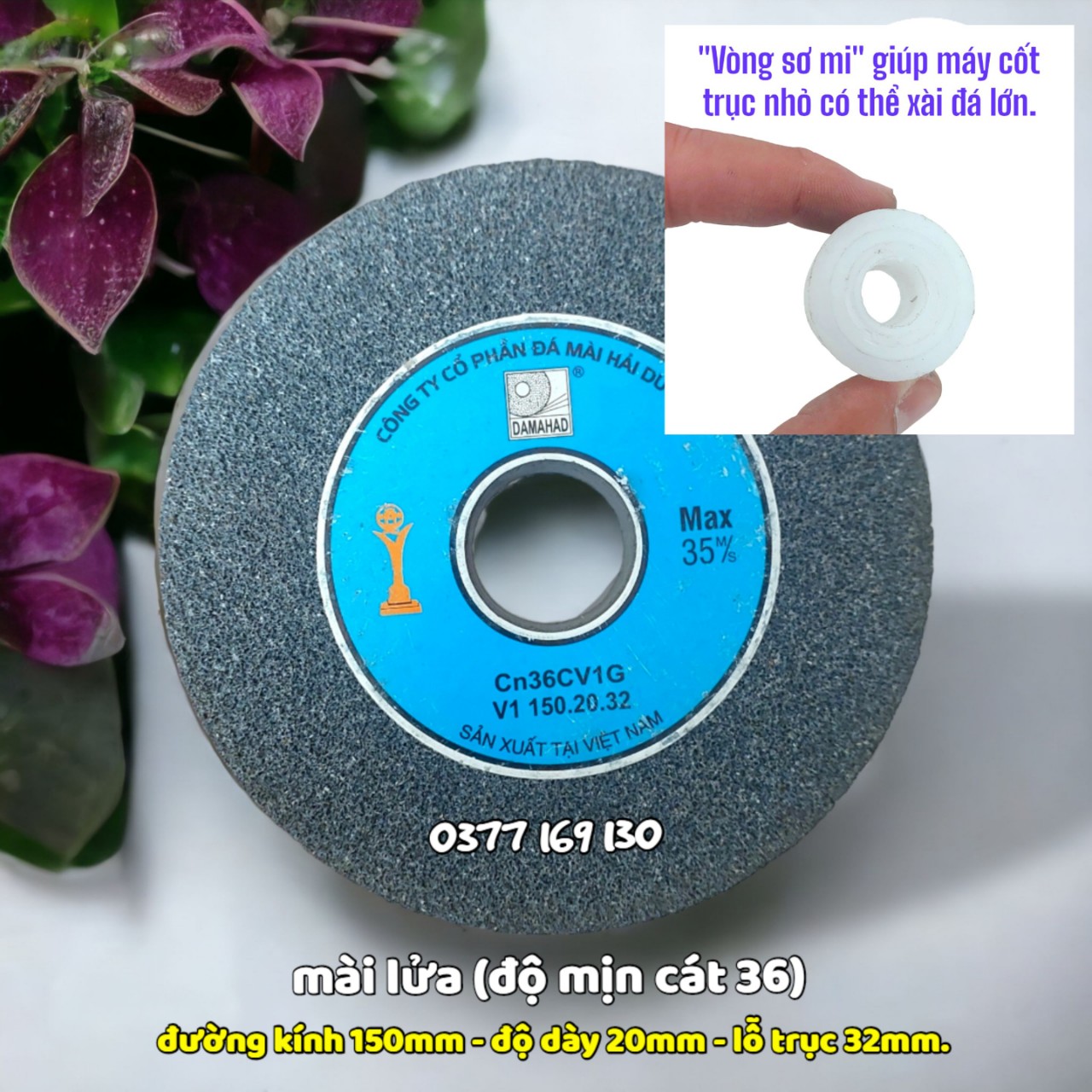 Đá Mài Hợp Kim Mài Dao Tròn HẢI DƯƠNG Mịn và Thô 150x20x32mm