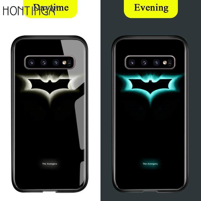 Luminous Marvel Avengers Tempered Glass Back Case For Samsung Galaxy S10 S10 Plus + Case Luxury Fashion Shockproof TPU Protective Night Shine Casing Cover Shell