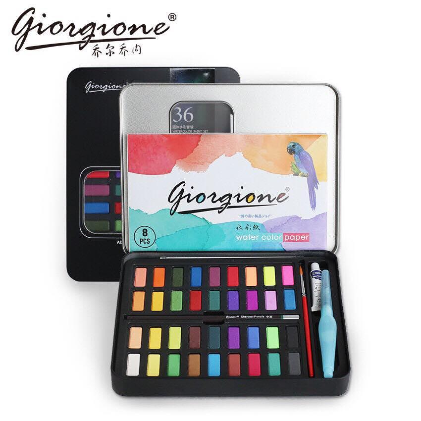 Mua Bộ 36 Màu Nước Giorgione Cao Cấp Tặng Kèm Bút Nước, Bút Lông, Bút Chì ,Miếng Mút , Giấy Vẽ