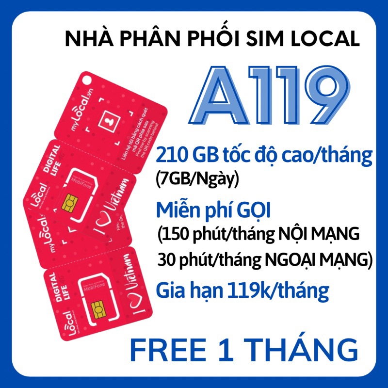 Sim 4g mobi a119 thay thế c90n tặng 210gb tháng đầu tiên miễn phí dùng luôn freeship - chưa kích hoạt.