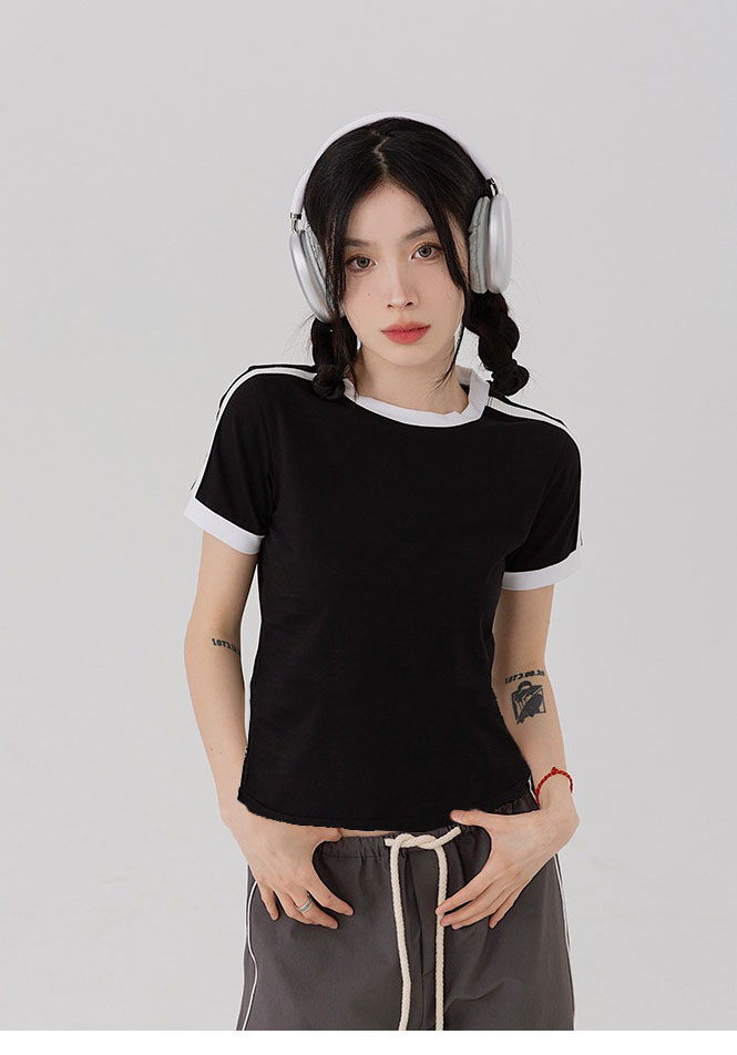 Áo baby tee phối trơn ABPVT01 Miucho cotton cổ tròn in basic