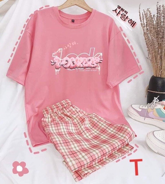 Sét áo look + quần kẻ TT12, Thời trang nữ, Đồ bộ, Sét quần áo, Sét đồ nữ cá tính.