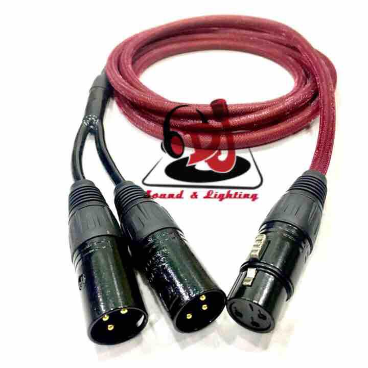 Dây Jack chia 1 ra 2 dây Jackcanon cái ra 2 đầu XLR đực ra 2 cao cấp dây dài 2m