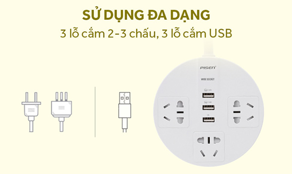 [HCM]Ổ cắm điện Pisen KY-33(EP)