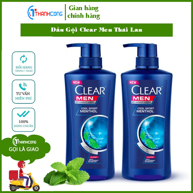 Combo 2 chai dầu gội đầu Clear Men 450ml Thái lan