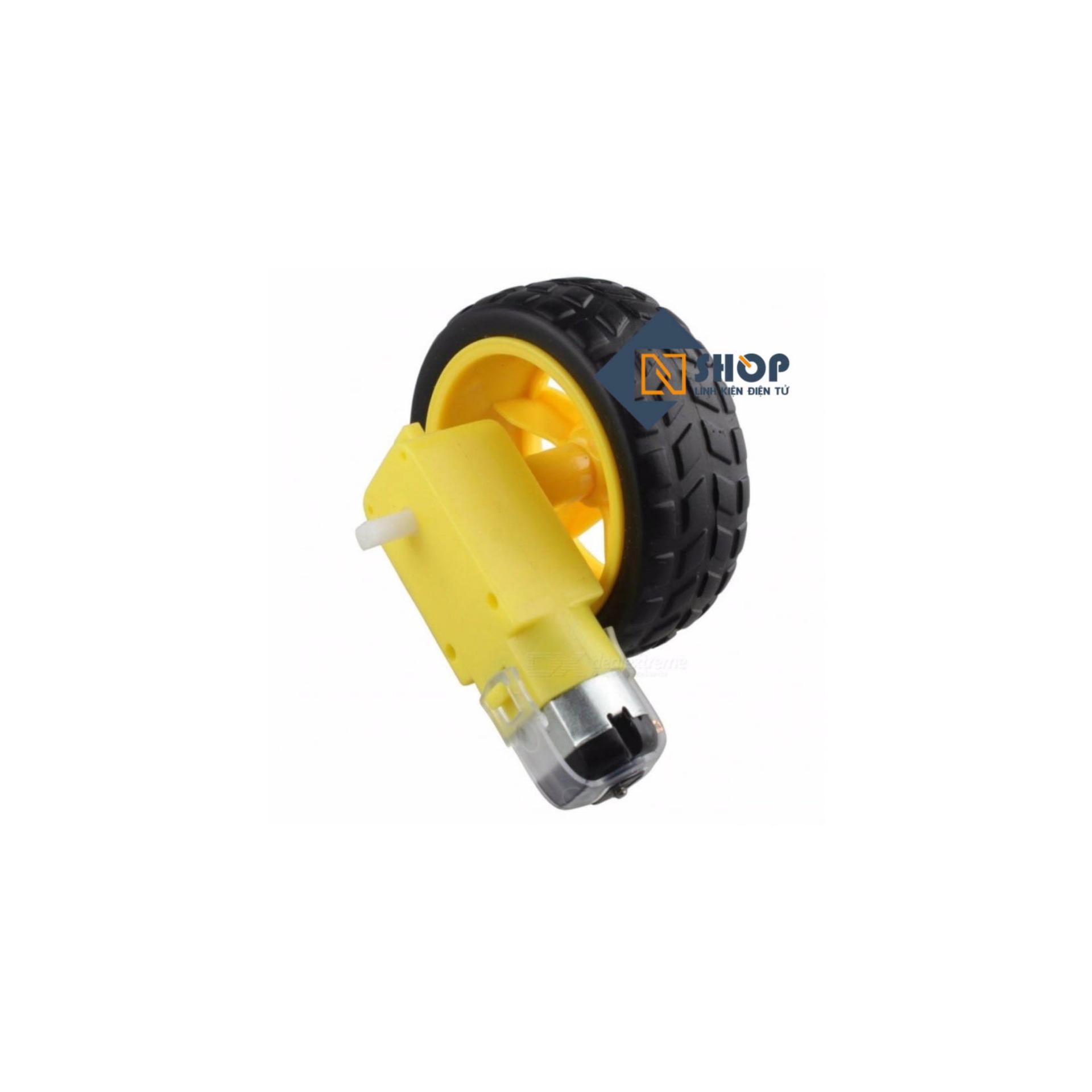 Động cơ giảm tốc vàng kèm bánh xe