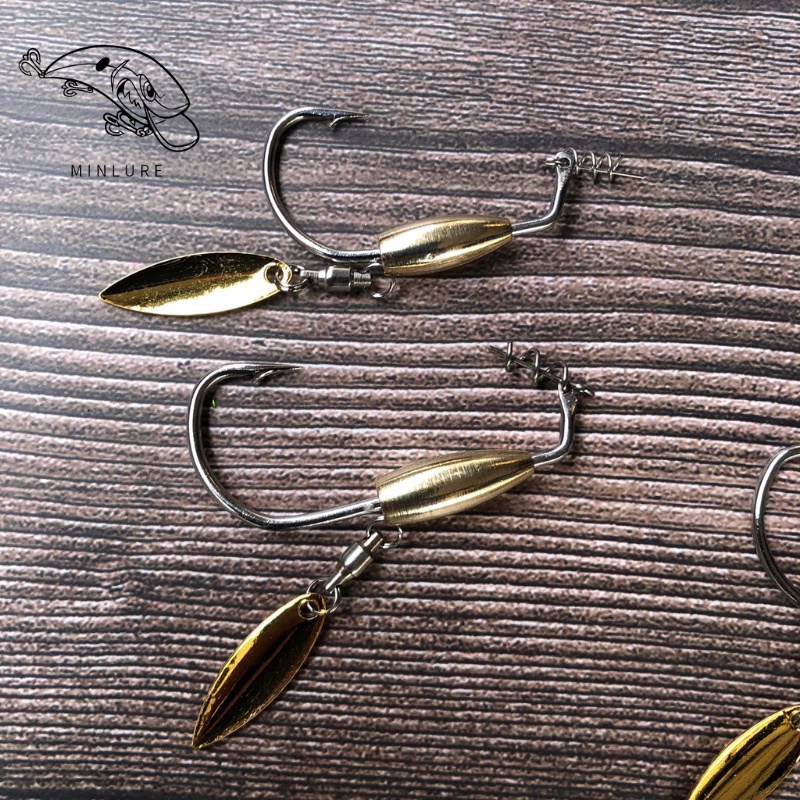 Lưỡi câu lure mồi mềm ar15 chì đồng 4.5cm/5cm lưỡi câu mồi mềm nff thép trắng không rỉ câu lure cá lóc cá sộp Minlure