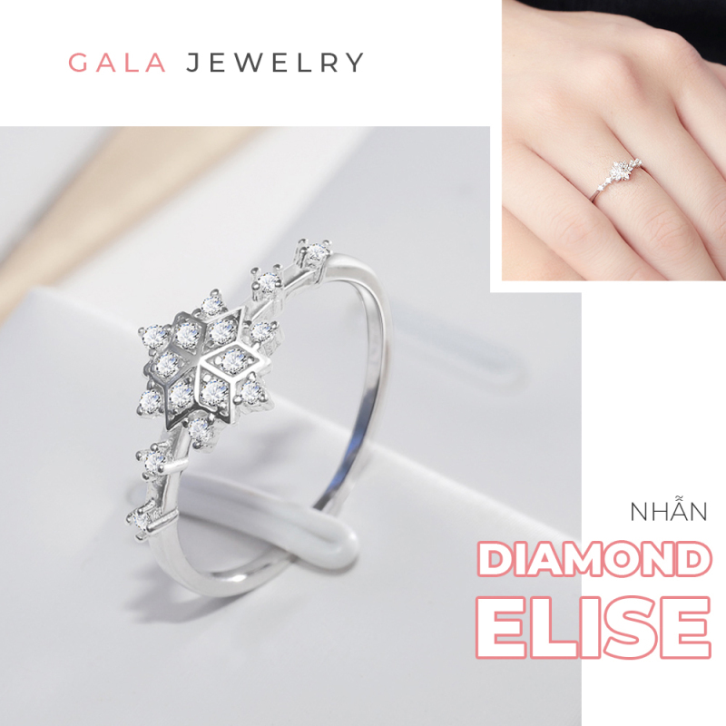 Nhẫn bạc nữ Gala Diamond Elise NB02 - Nhẫn đính đá cao cấp Freesize tự điều chỉnh kích cỡ nhẫn kiểu dáng thời trang nữ tính