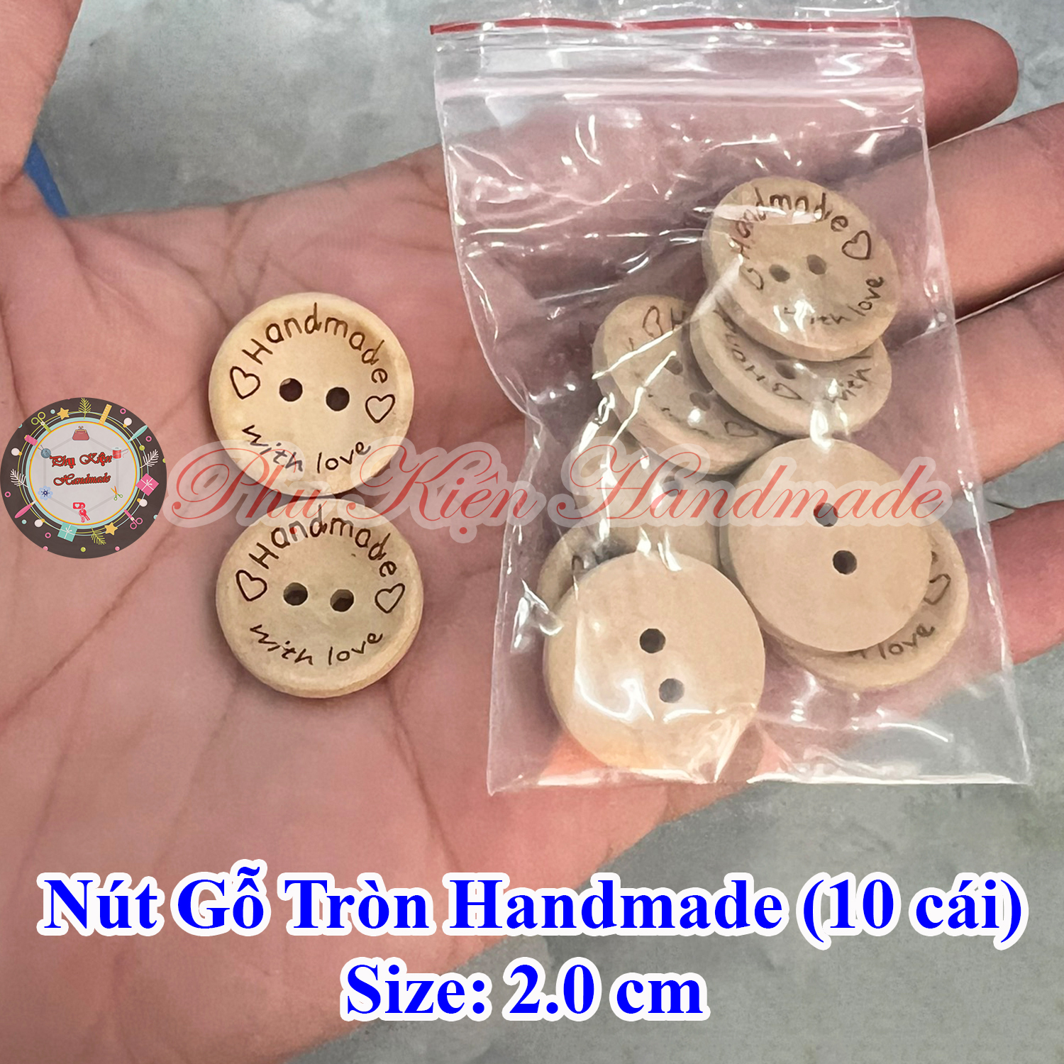 Nút gỗ tròn handmade (10 cái)