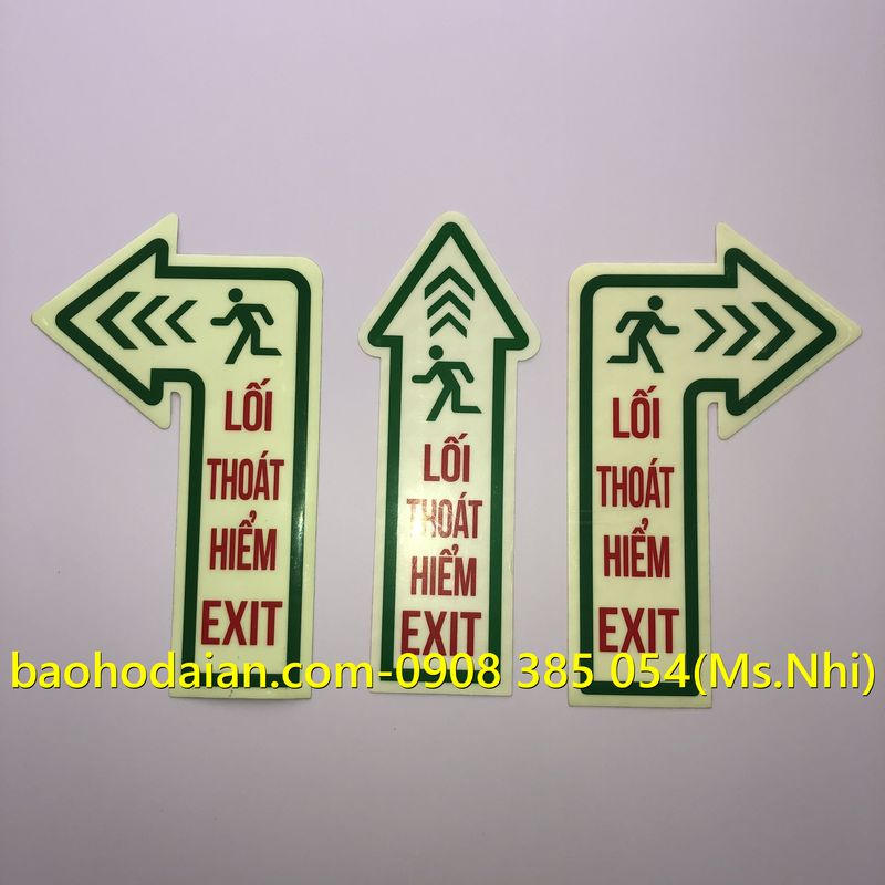 Biển dán chỉ dẫn lối thoát hiểm exit dạ quang (24x16cm)