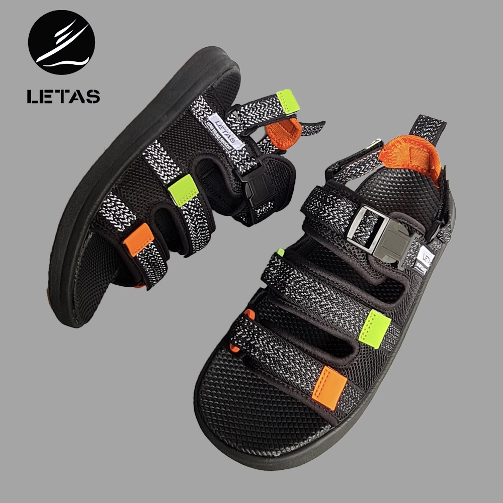 Sandal Nam Letas Phản Quang D1003 - Đen Cam Cốm