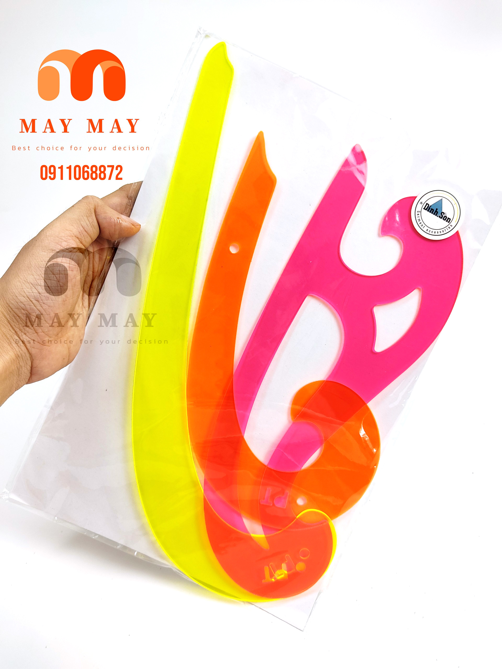 Bộ 3 thước vẽ đường cong 3 màu đẹp mắt - Thước cắt may chuyên ngành may mặc