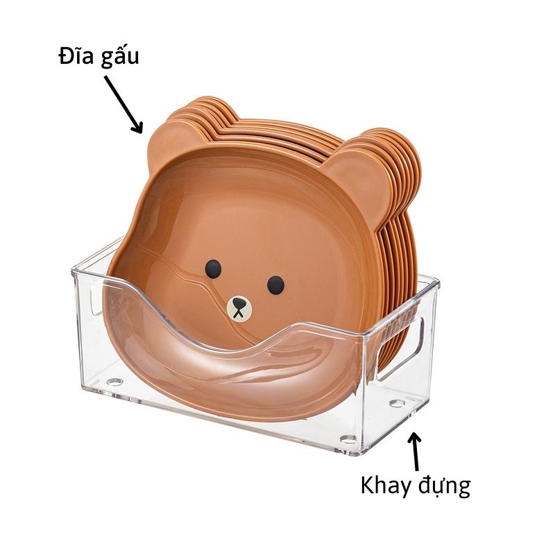 Practical bear shape plastic dish for snack food, decorative plastic dish table with tray-Hause