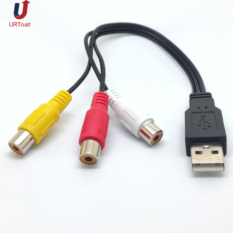 【R-EP】AV Converter Cable For HDTV TV Television USB Male To 3RCA Video