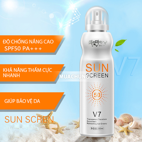 [HCM]XỊT CHỐNG NẮNG HÀN QUỐC SUN SCREEN V7 200ml