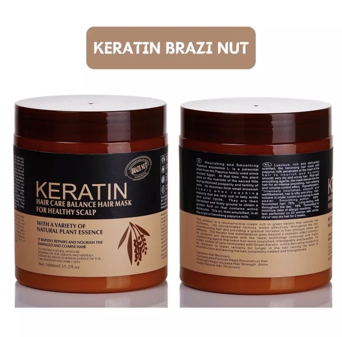 [Phục hồi tóc hư tổn]Kem ủ tóc KERATIN COLLAGEN 1000ML LAVENDER BRAZIL NUT
