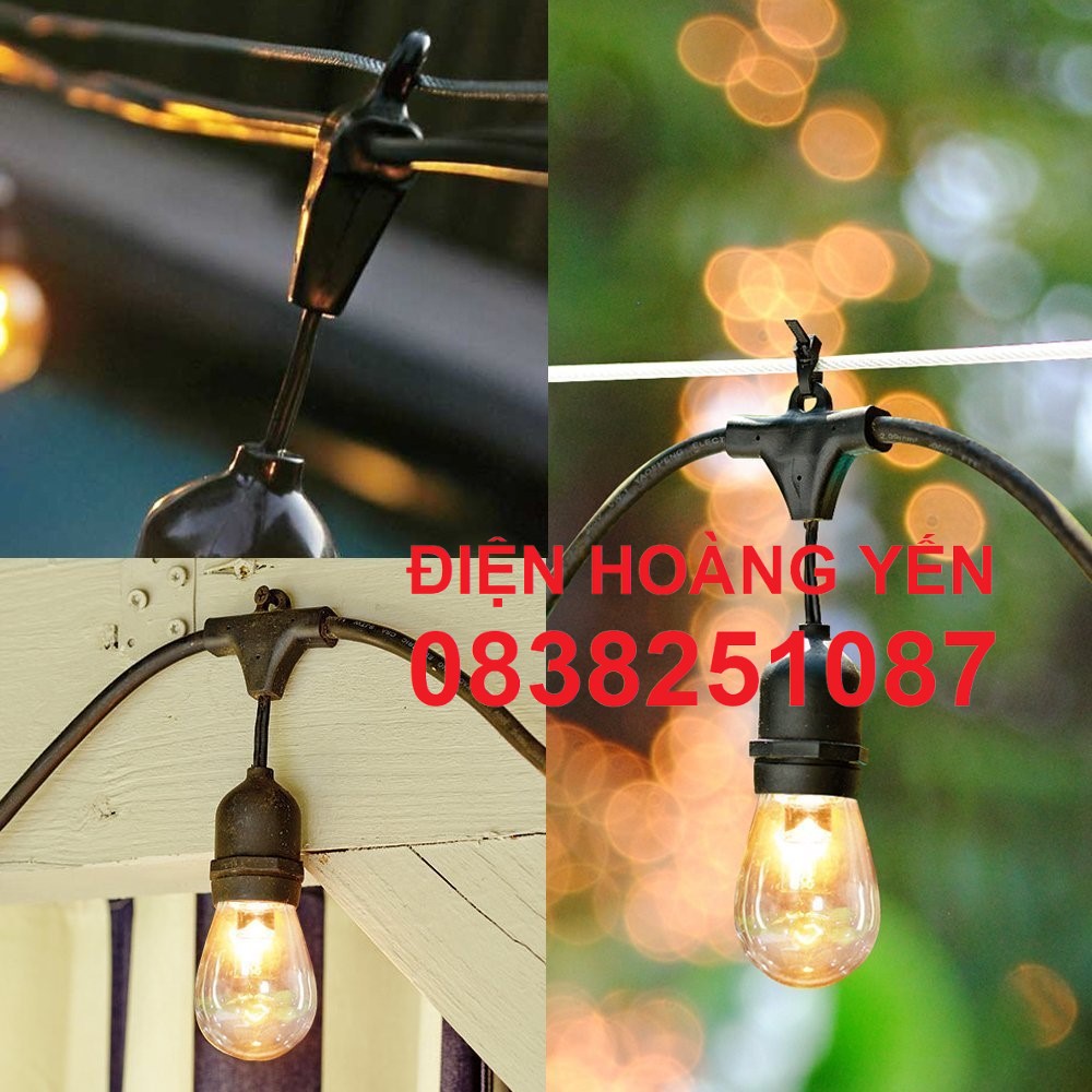 [HCM]Bộ dây treo kín nước dài 5m 10 đuôi đèn e27