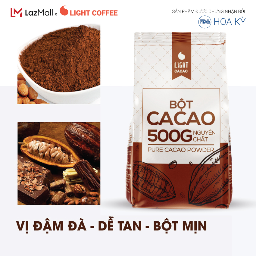 Bột cacao làm bánh nguyên chất 100% - Light cacao - 500gr