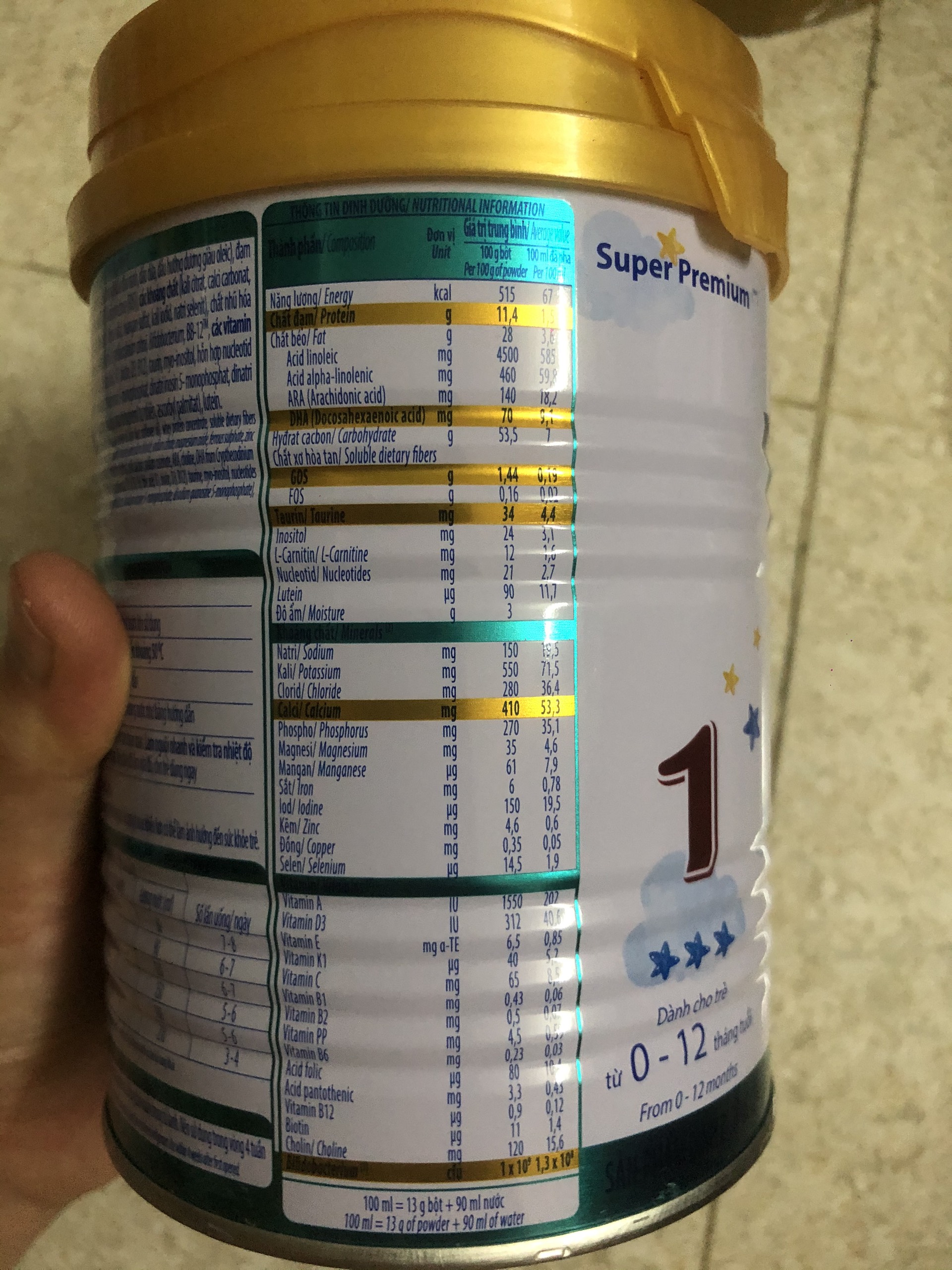 Sữa bột yoko gold số 1 lon 350g