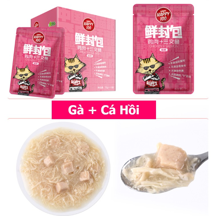 Pate Wanpy Happy 100 Cho Mèo 70Gr/Gói (6 Vị)