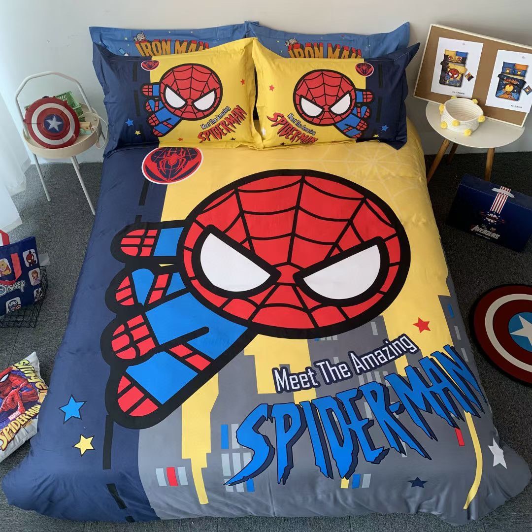 Set chăn ga gối disney người nhện - spiderman 5d cotton 100% 4 món siêu cute cho bé