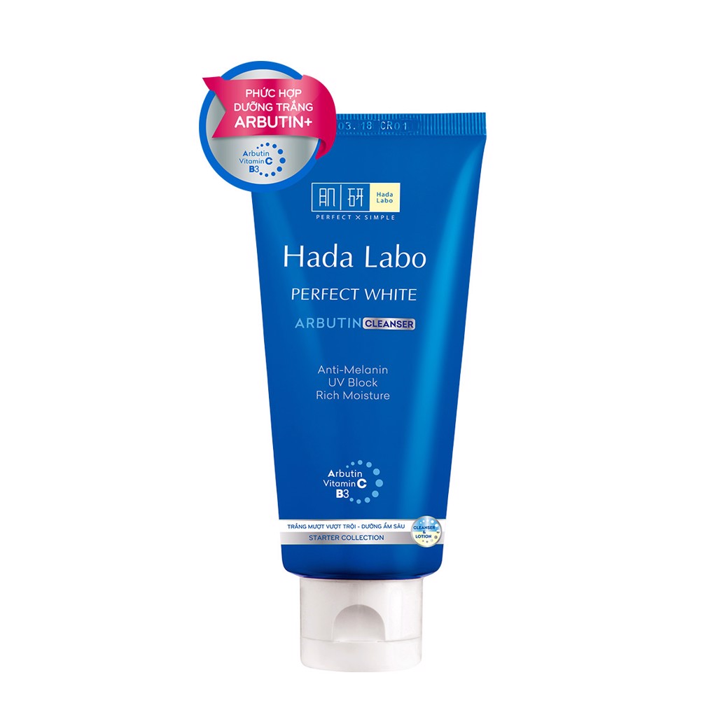 Sữa rửa mặt trắng da tối ưu Hadalabo Perfect White