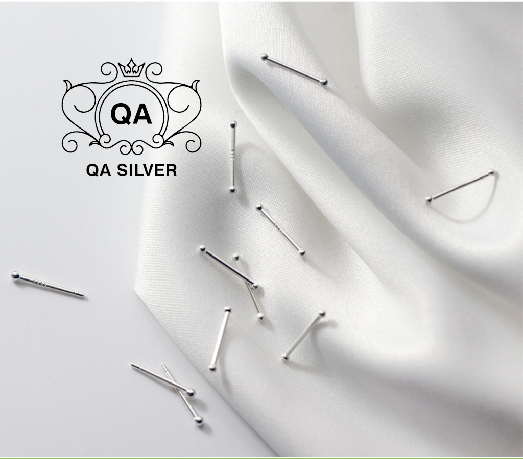 Bông tai bạc 925 giữ lỗ nam nữ hai đầu bi khuyên tròn unisex S925 BASIC QA SILVER Earrings EA190702
