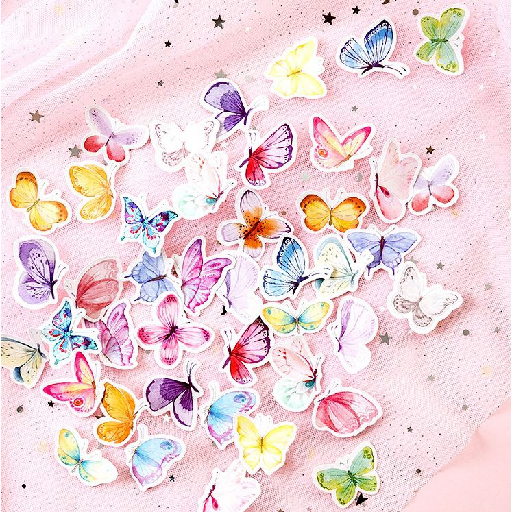 Bộ 46 Sticker Hàn Quốc hình con bướm dán trang trí E29