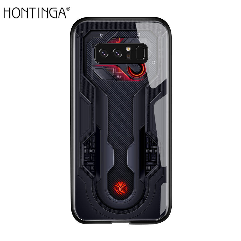 Hontinga For Samsung Galaxy Note 8 Case, Circuit Board Explorer Theme Version Tempered Glass Phone Case Back Cover Casing Shell