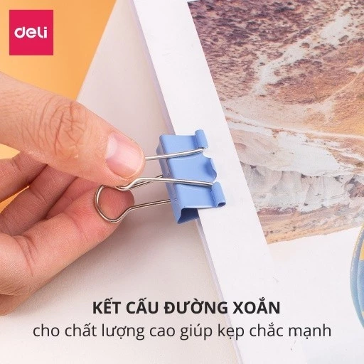 Kẹp Bướm Màu Hộp Nhựa Deli - Nhiều Kích Thước