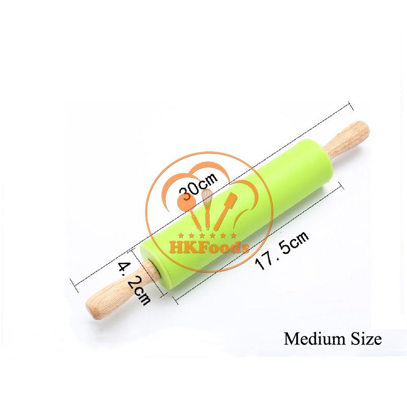 Cán lăn silicon tay cầm gỗ 30cm