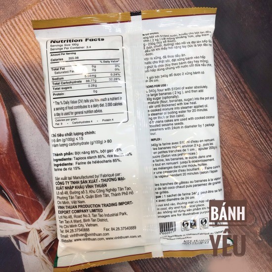 Bột bánh chuối Hấp Vĩnh Thuận 340g