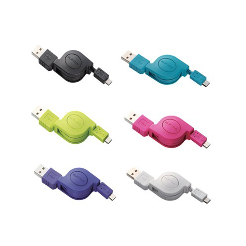 Dây Cáp Cuộn Micro USB (A-microB) ELECOM MPA-AMBIRLC08 Chính Hãng