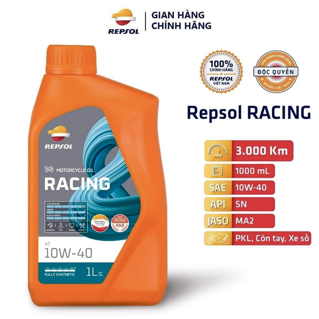 Nhớt xe số repsol racing 10w40 4t api sn 1l mẫu mới - thương hiêu tây ban nha, nhập khẩu indonesia repsol racing, repsol 10w40
