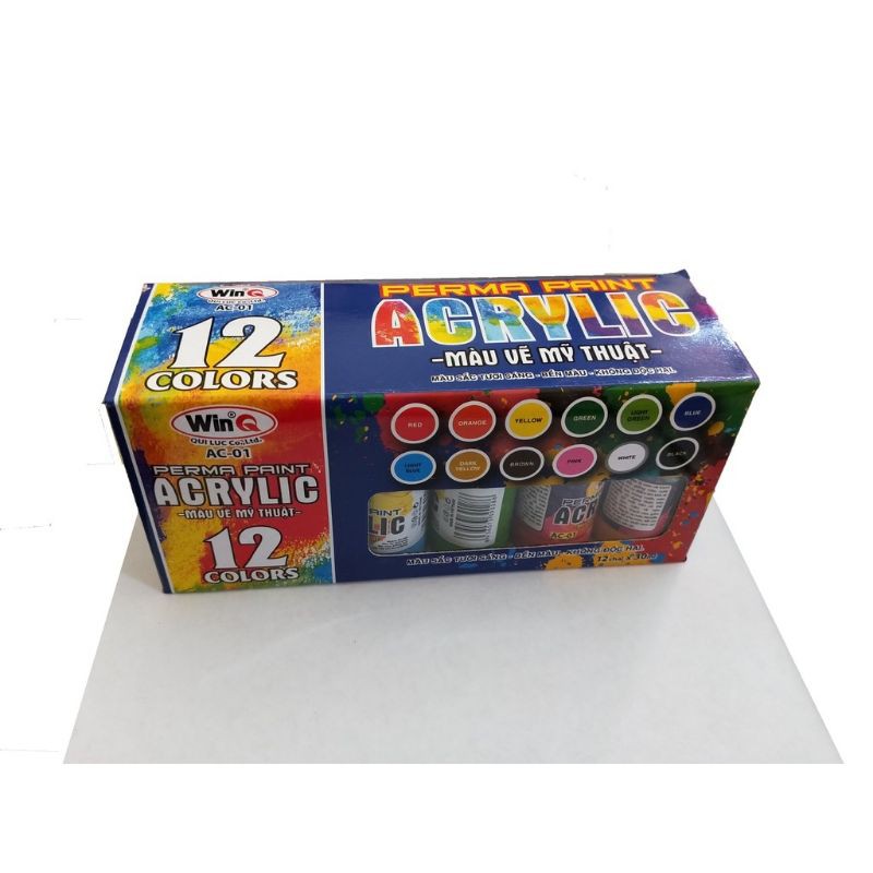 [HCM]Hộp 12 Màu Acrylic WinQ AC-01 (30 ml/1 Chai )