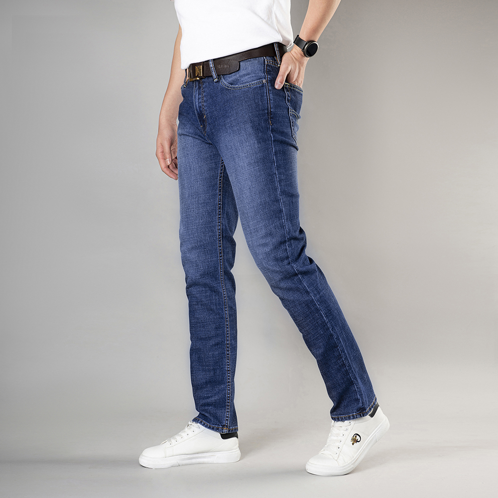 Quần Jean Nam Màu Xanh dương đậm DX-02 Quần bò nam dáng ôm đứng, Chất vải co giãn, Thoáng mát, Lích Sự, Trẻ Trung - DOKI