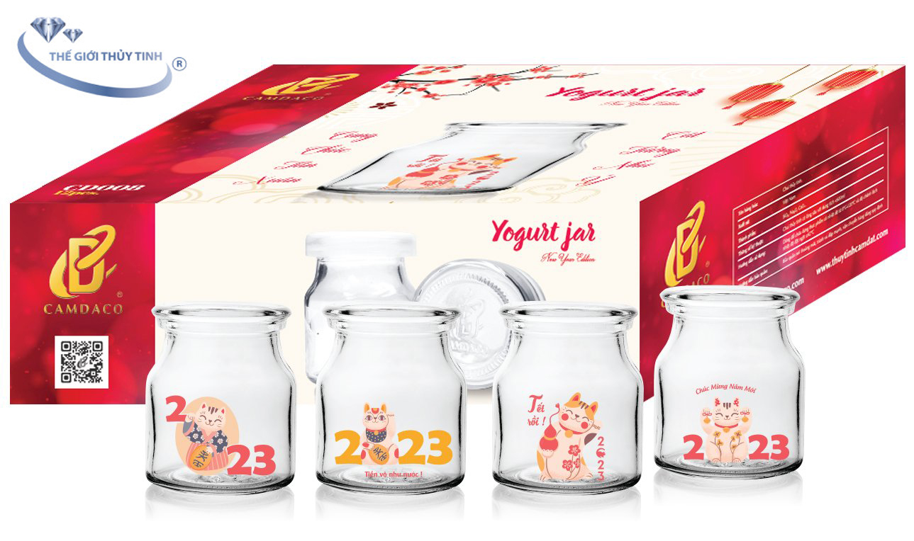 [HCM]BỘ 12 HŨ THỦY TINH LÀM SỮA CHUA CẨM ĐẠT 100ML