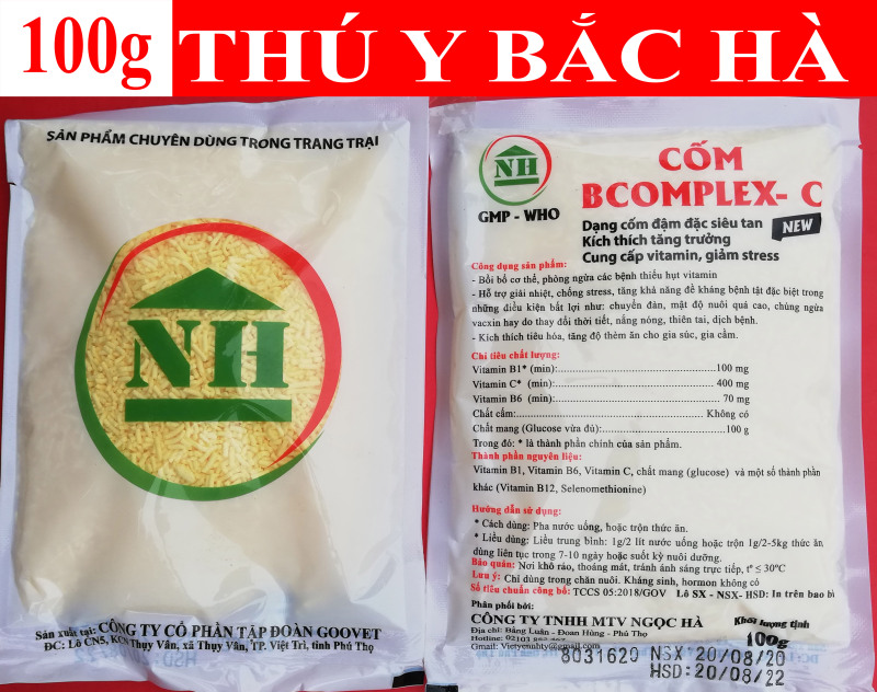 2 gói Cốm Bcomplex - C 100g Bồi bổ cơ thể, kích thích tăng trưởng dùng tốt cho gà, gà đá, chim cảnh