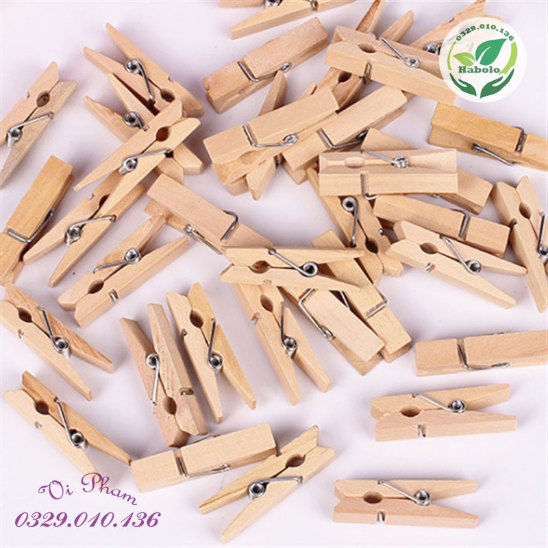 Bịch 50 kẹp gỗ trang trí, treo ảnh mini.