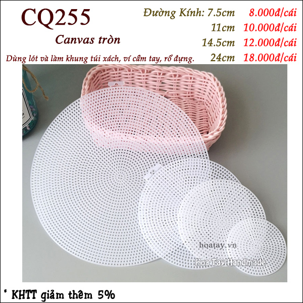 Canvas Tròn - Dùng làm khung túi ví đan móc len sợi Cq255