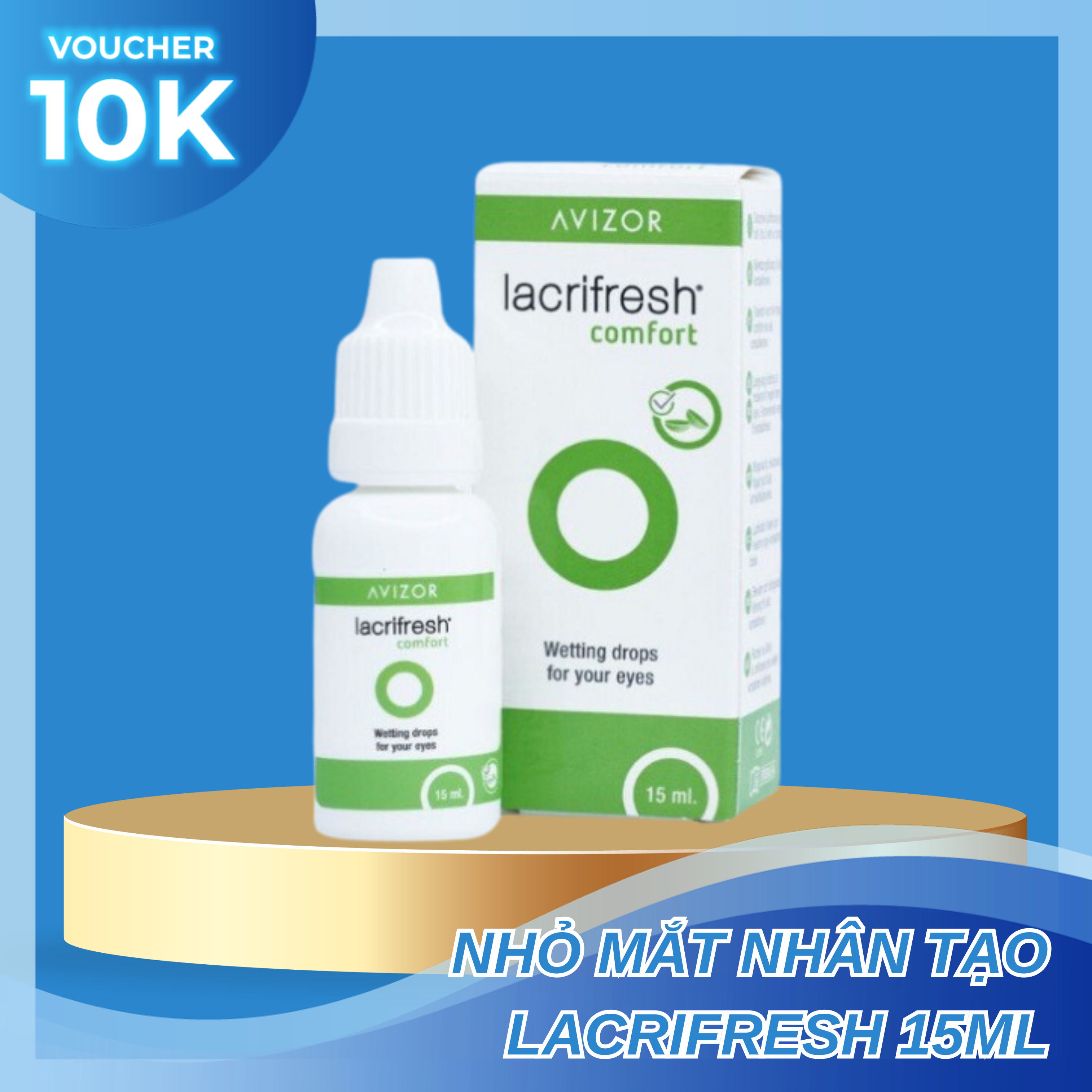 Nước nhỏ mắt lens Avizor Lacrifresh Comfort 15ml, nước mắt nhân tạo cho kính áp tròng-Lens Optic