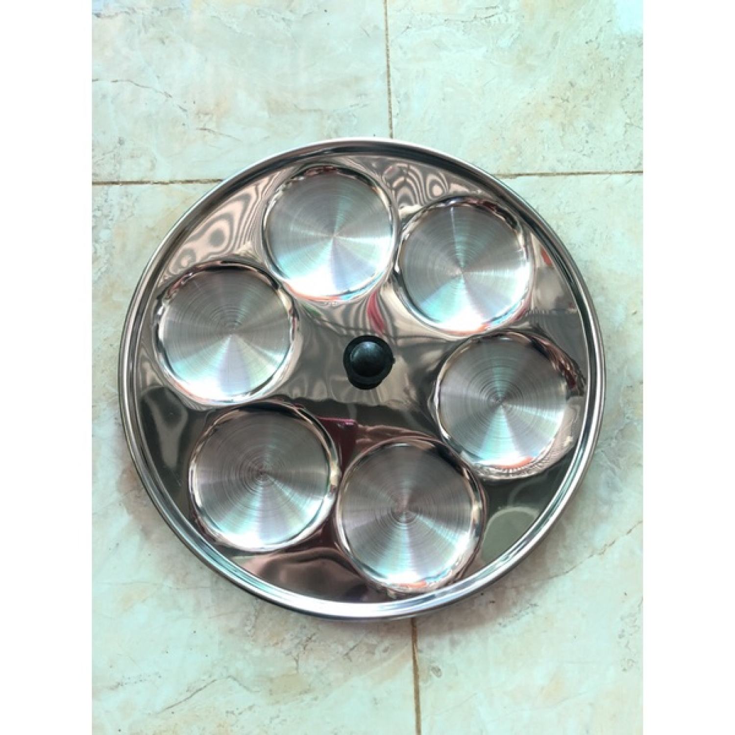 Khay khuôn bánh bò bánh bèo inox 6 bánh và 12 bánh đường kính bánh 7.5cmx1cm