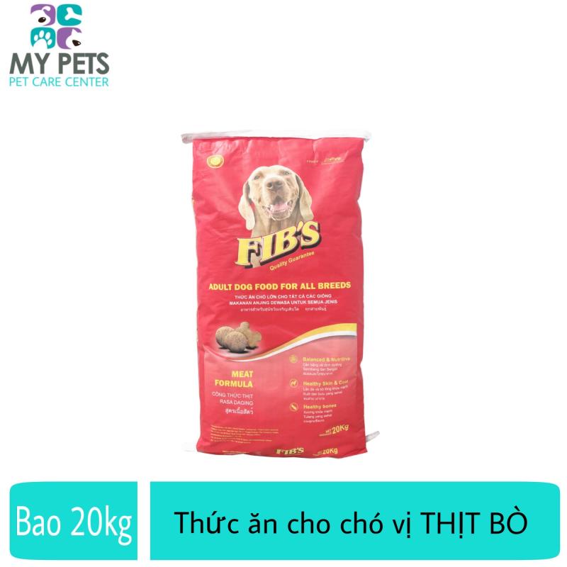 Thức ăn cho chó lớn vị thịt bò - Thức ăn cho mọi loại chó trưởng thành - Fibs (1 bao 20kg/50 gói 400g)
