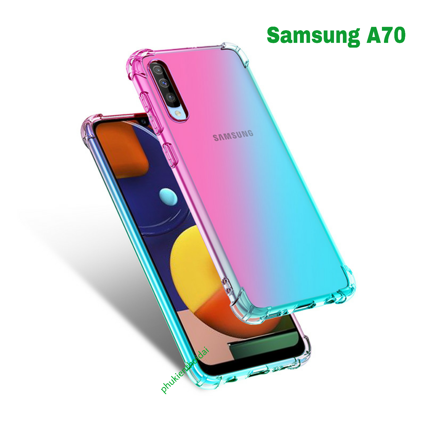 Ốp lưng Samsung Galaxy A70 dẻo TPU đa sắc thời trang lồi 4 góc chống sốc